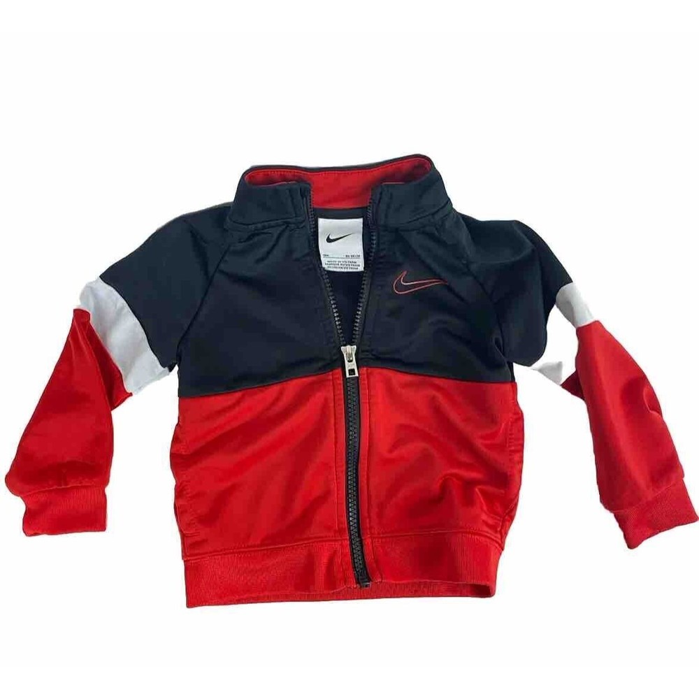 Nike Track Jacket Toddler Boy Size 18 Months Full Zip Standing Collar Black Red